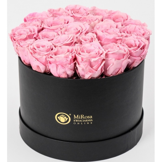 Flower Box duży z róż wiecznych różowych